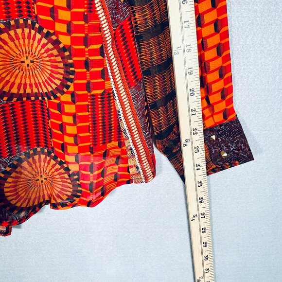 Sans Souci Top Womens S Red Stretch Spiked Buttons Career Artsy - Picture 11 of 12